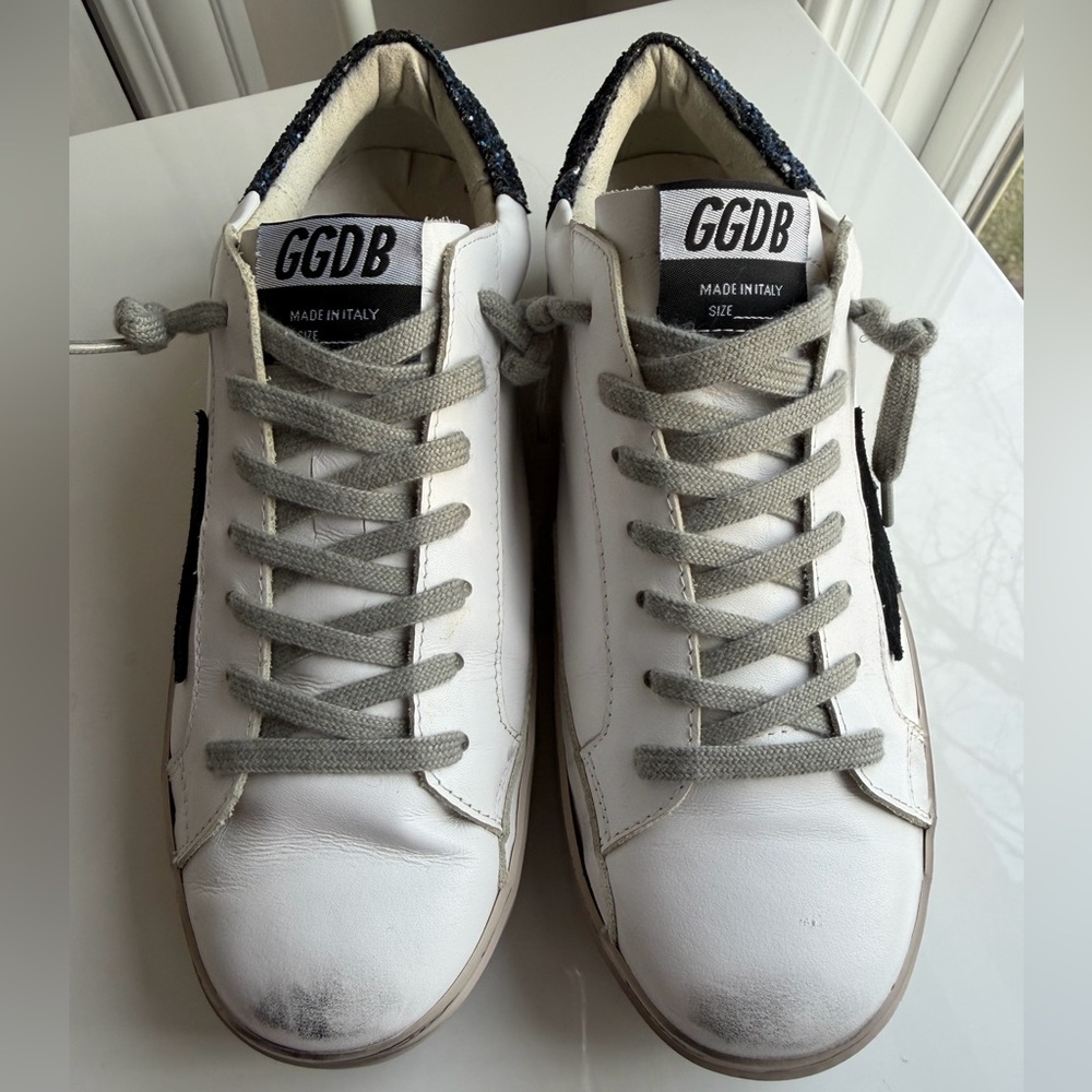 Golden Goose Hi Star Platform White & Navy Shoes - Picture 5 of 10